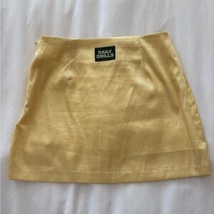 Daily Drills Light Yellow Satin Mini Skirt